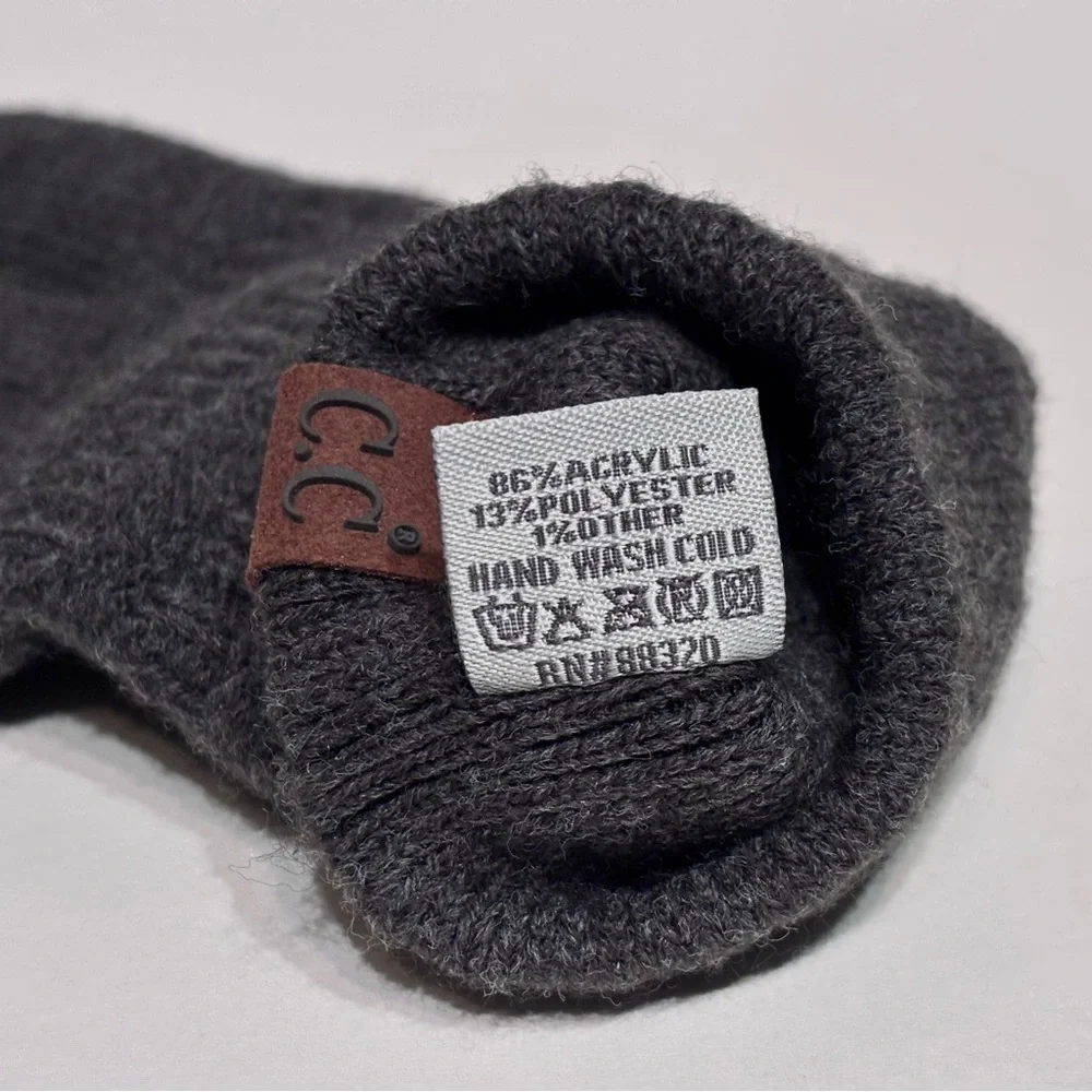 C.C. BEANIES Women's Dark Gray Ribbed Knit Smart Touch Technology Gloves